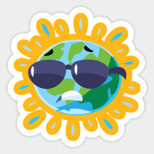 great heat on earth due to the warming of the atmosphere Sticker